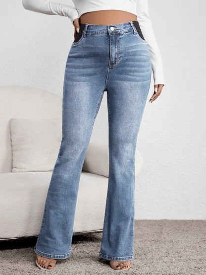 Maternity Jeans, Casual Slim Fit Flare Leg, Comfortable Stretch