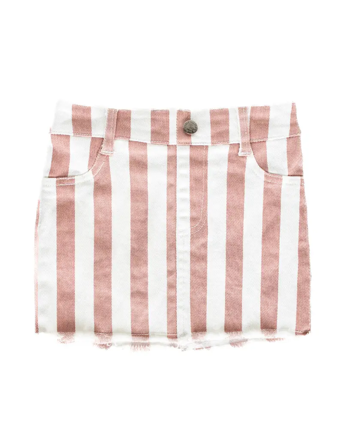 Matty Printed Denim Skirt - Peaches N' Cream