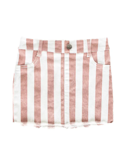 Matty Printed Denim Skirt - Peaches N' Cream