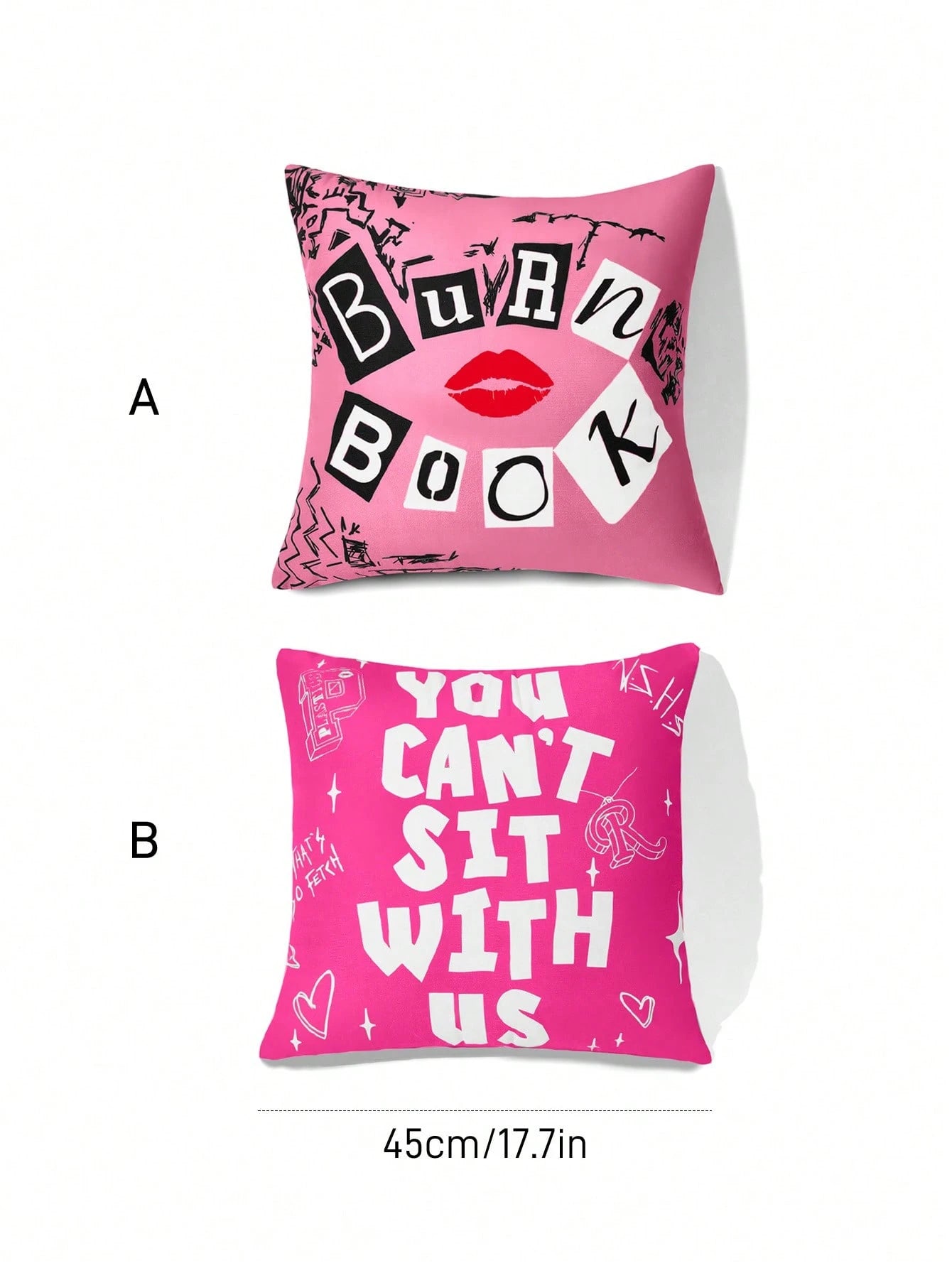 Mean Girls| 1 Pc Cute Decorative Pillow Cover (Pillow Insert Not Included), 45*45 Cm, Plush Fabric, Comfortable & Soft, Suitable For Home Decor, Car,Gift Ideas