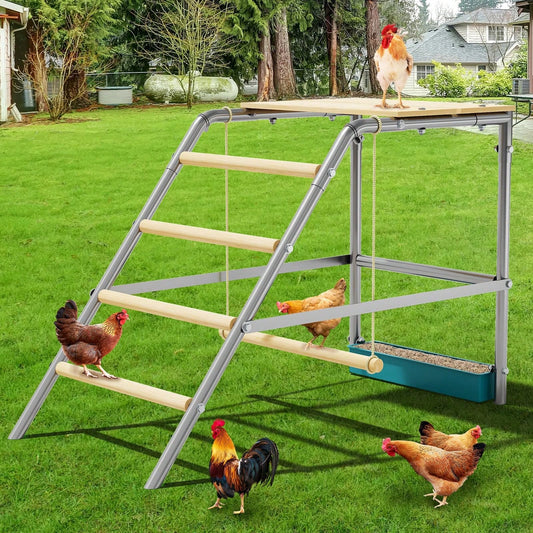 Meiyiu Roosting Bars For Chickens In Coop, Chicken Perch For Coop, Chicken Roosting Bars With Swing And Ladder For Backyard Farm, Easy To Clean