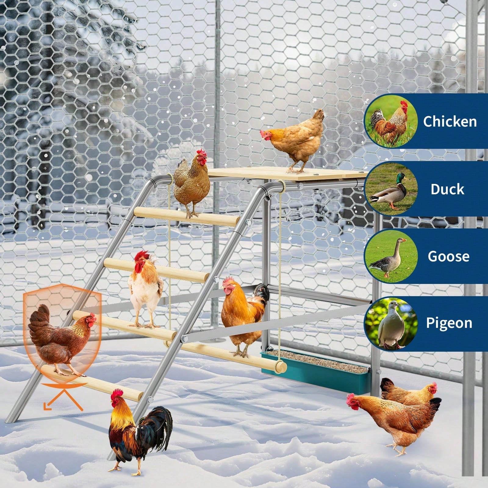 Meiyiu Roosting Bars For Chickens In Coop, Chicken Perch For Coop, Chicken Roosting Bars With Swing And Ladder For Backyard Farm, Easy To Clean