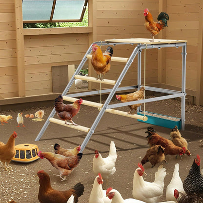 Meiyiu Roosting Bars For Chickens In Coop, Chicken Perch For Coop, Chicken Roosting Bars With Swing And Ladder For Backyard Farm, Easy To Clean