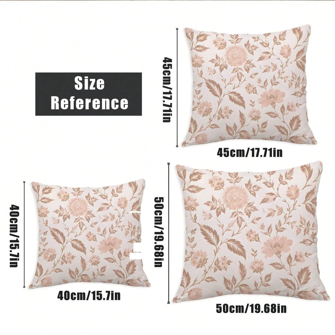 MEMNUN 4pcs Milk Tea Powder Vintage Ditsy Floral Pattern Pillow Covers [Pillow Insert Not Included], 40*40cm/45*45cm/50*50cm, [Single-Sided Printing] Made Of Polyester Material Watercolor Peony Branch