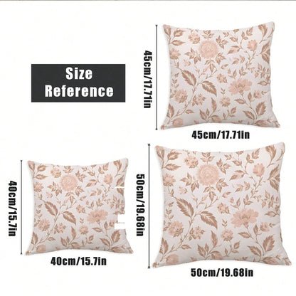 MEMNUN 4pcs Milk Tea Powder Vintage Ditsy Floral Pattern Pillow Covers [Pillow Insert Not Included], 40*40cm/45*45cm/50*50cm, [Single-Sided Printing] Made Of Polyester Material Watercolor Peony Branch