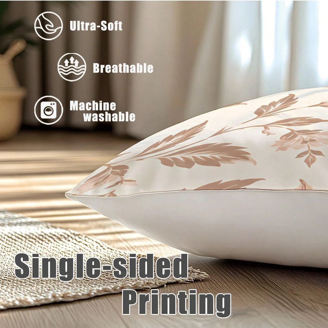 MEMNUN 4pcs Milk Tea Powder Vintage Ditsy Floral Pattern Pillow Covers [Pillow Insert Not Included], 40*40cm/45*45cm/50*50cm, [Single-Sided Printing] Made Of Polyester Material Watercolor Peony Branch