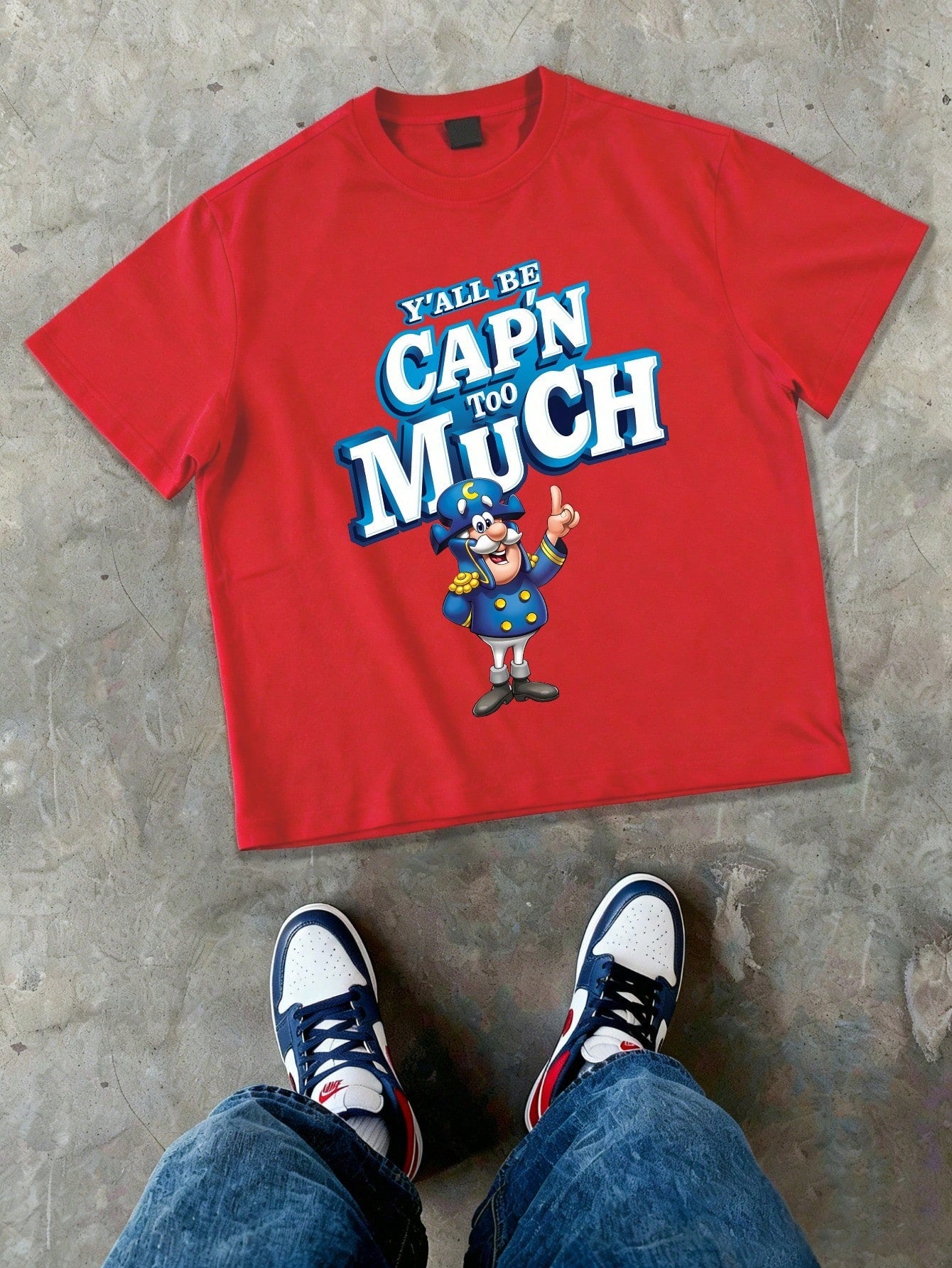Men's Basic Graphic T-Shirt| Y'all Be Cap'n Too Much Design| 100% Cotton Gift For Him| Unisex Crew Neck Tee Men's Fun Cartoon Print T-Shirt.