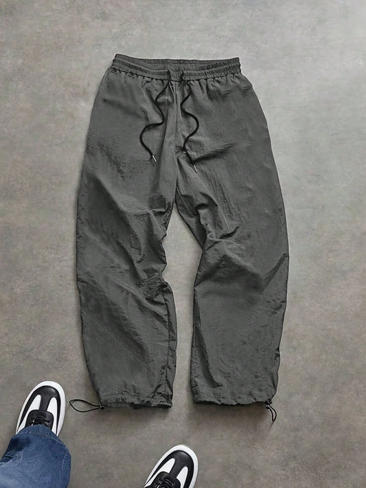 Men's Casual Loose Pants With Drawstring Waist And Back Pockets, Suitable For Casual Dates, Daily Walks Spring Sports