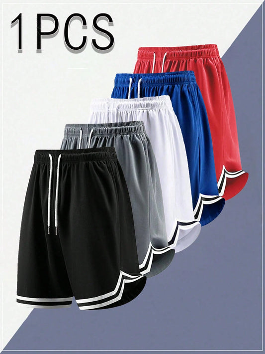 Men's Casual Sports Mesh Basketball Shorts, Quick-Dry Elastic Fashionable Outdoor Shorts For Men & Women Black