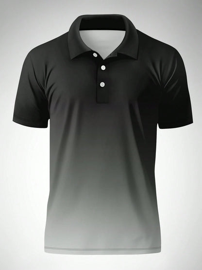 Men's Ombre Print Casual Fashion Short Sleeve Polo Shirt