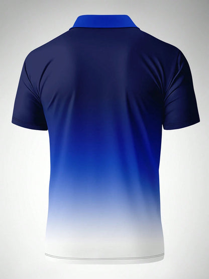 Men's Ombre Print Casual Fashion Short Sleeve Polo Shirt