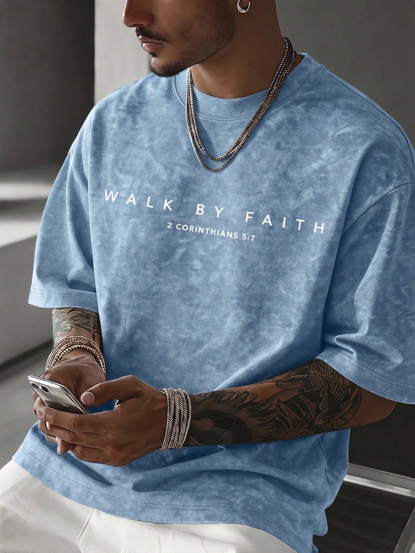 Men's Retro Pattern T-Shirt, Versatile Printed, Breathable Knit Fabric, Suitable For Everyday Wear
