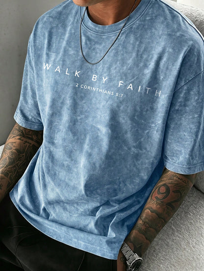 Men's Retro Pattern T-Shirt, Versatile Printed, Breathable Knit Fabric, Suitable For Everyday Wear