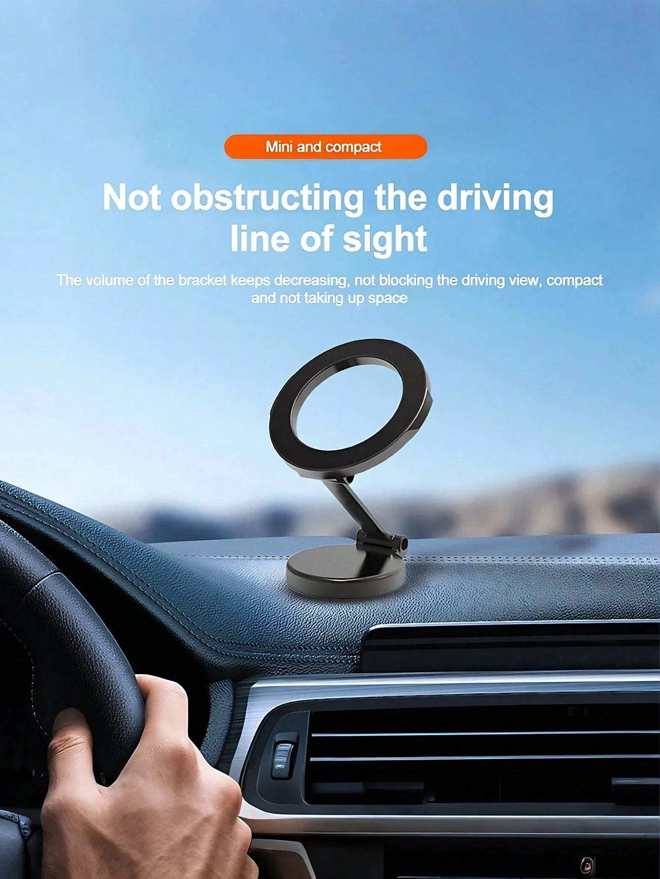 Metal Magnetic Car Phone Holder – 360° Rotating & Folding Design, Strong MagSafe Magnetic Adsorption, Easy One-Hand Operation, Compact Size, Firm Installation, High-End Central Screen Mount For All Sm