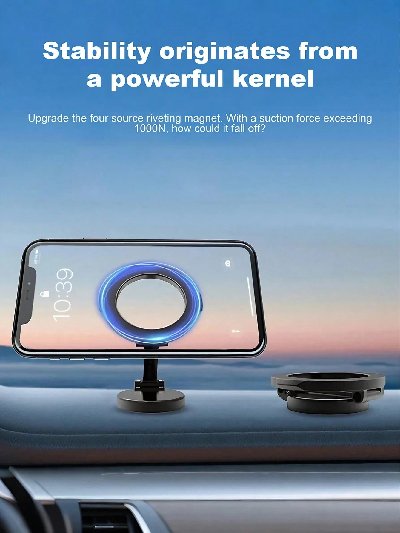 Metal Magnetic Car Phone Holder – 360° Rotating & Folding Design, Strong MagSafe Magnetic Adsorption, Easy One-Hand Operation, Compact Size, Firm Installation, High-End Central Screen Mount For All Sm