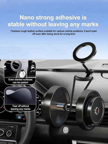 Metal Magnetic Car Phone Holder – 360° Rotating & Folding Design, Strong MagSafe Magnetic Adsorption, Easy One-Hand Operation, Compact Size, Firm Installation, High-End Central Screen Mount For All Sm