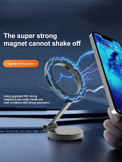 Metal Magnetic Car Phone Holder – 360° Rotating & Folding Design, Strong MagSafe Magnetic Adsorption, Easy One-Hand Operation, Compact Size, Firm Installation, High-End Central Screen Mount For All Sm