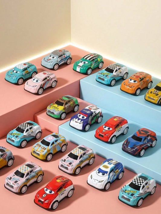 Metal Shell Wind-Up Mini Cartoon Alloy Die-Cast Toy Car, Multiple Colors And Patterns Available- Ideal As Party Favors And Christmas Gifts