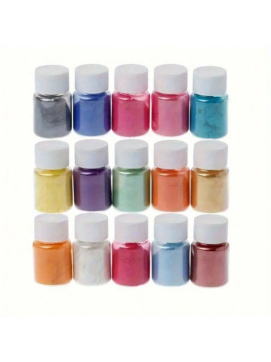 Mica Powder,15Colors 20ml/Bottle Of Natural PigmentPowder For Epoxy Resin Dye, Car Paint, Soap Making, Candle MakingBath Bombs