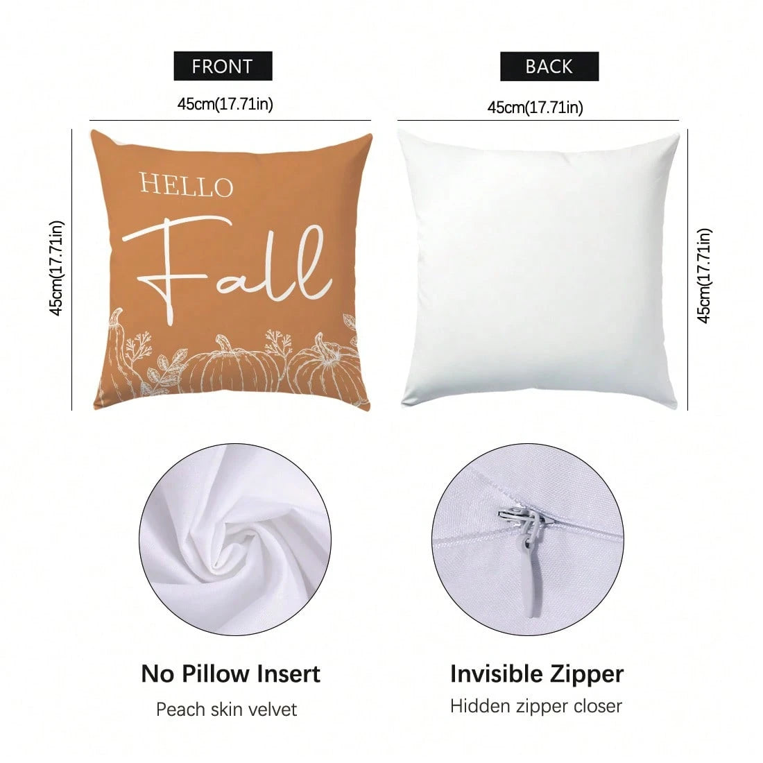 Minimalist Autumn Maple Leaf Pine Cone Bird On Branch Cushion Cover 4pcs Set, Single-Sided Printed Peach Skin Velvet Polyester Material, 45*45CM Pillow Covers For Modern Fabric Sofa Indoor Decoration