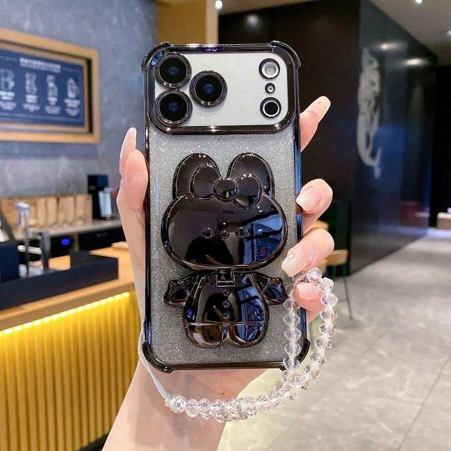 (Mirror Stand) 1pc Bracelet Phone Case Four-Corner Shockproof/Integrated Phone Case, Compatible With Phone 17 Pro 16Pro Max S26/S25/S25Plus/S25Ultra XM HW RM