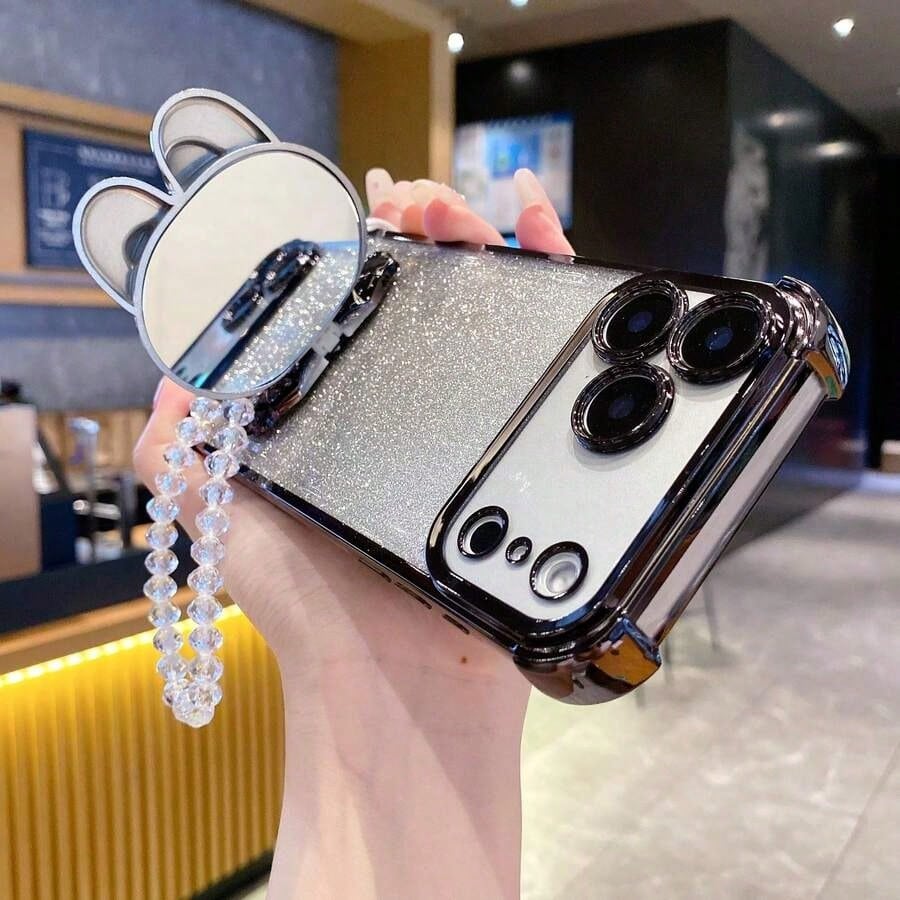(Mirror Stand) 1pc Bracelet Phone Case Four-Corner Shockproof/Integrated Phone Case, Compatible With Phone 17 Pro 16Pro Max S26/S25/S25Plus/S25Ultra XM HW RM