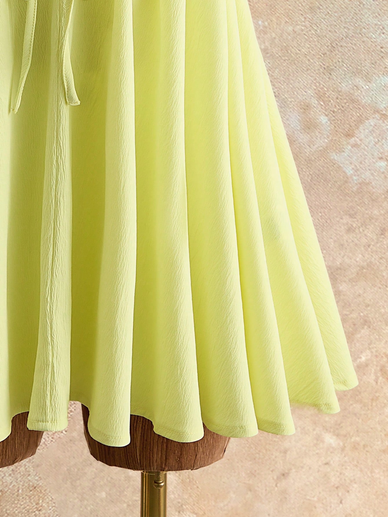 Mistrie Women's Lime Green Summer Casual Breezy Sexy Beach Vacation Holiday Halter Neck Cami Mini Dress Deep V-Neck Tie Front Flowy Chiffon A-Line Sundress