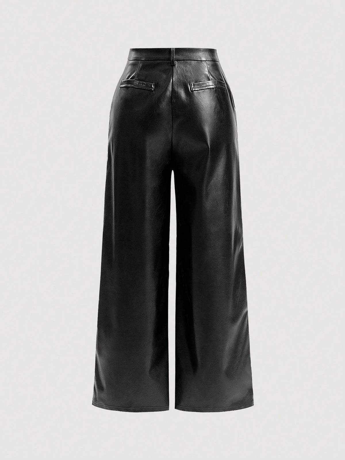 MOD Black Date Night Solid PU Leather Straight Leg Pants