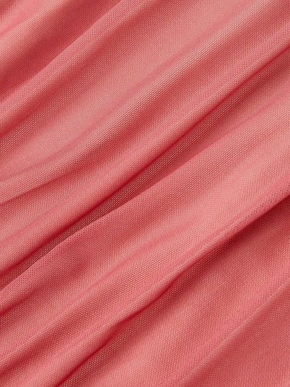 MOD Women's Asymmetric Shoulder Sexy Ruched Long Dress, Pink,Summer,Vacation,Wedding,Going Out,Birthday,Prom,Country,Tea Party,Sea,Beach, Casual