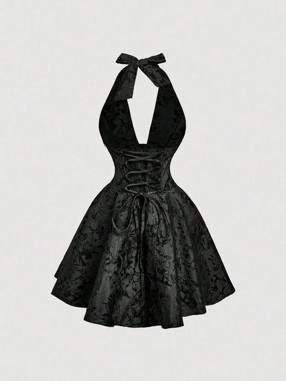 MOD Women's Black Mini Dress With Bowknot Straps