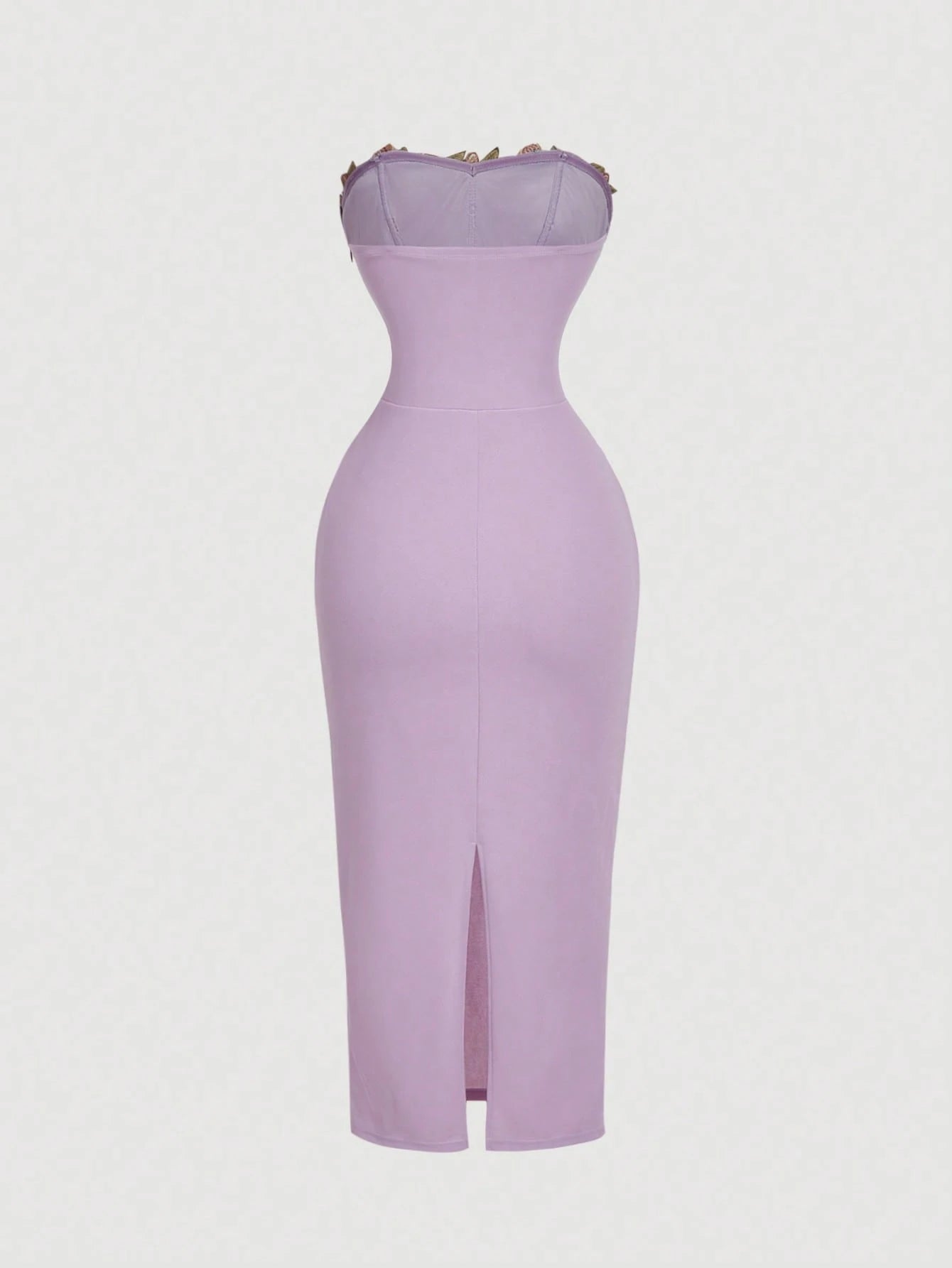 MOD Women's Elegant Romantic Floral Embroidered Patchwork Sleeveless Midi Dress, Lavender Summer Bar Party, Wedding, New Year Eve Retro Vintage
