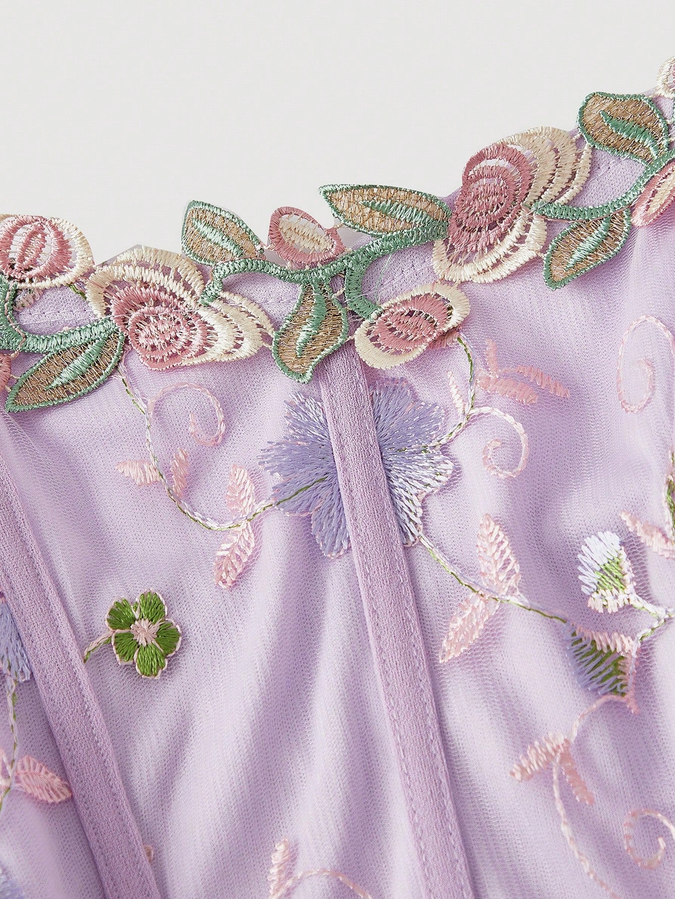 MOD Women's Elegant Romantic Floral Embroidered Patchwork Sleeveless Midi Dress, Lavender Summer Bar Party, Wedding, New Year Eve Retro Vintage