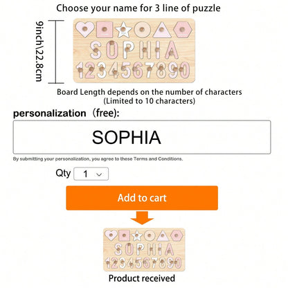Montessori Toddler Toys, Wooden Name Puzzles For Toddlers 1-3, Custom Puzzle Name Baby, Personalized Name Puzzle New Easter Gifts For Kids Wooden Toys 3D Alphabet Jigsaw
