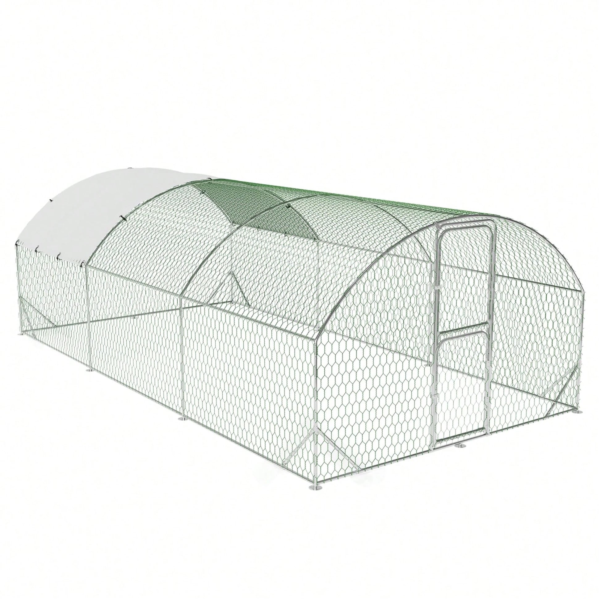 mteryoing Large Walk-In Metal For 10 Chickens,Heavy Duty Reinforced Wire Mesh Run With All-Weather Waterproof & Anti-UV Cover,Secure Lock- Outdoor Poultry Pen For Chickens,Ducks (Spire Roof)