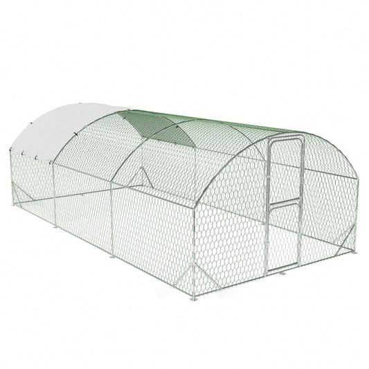 mteryoing Large Walk-In Metal For 10 Chickens,Heavy Duty Reinforced Wire Mesh Run With All-Weather Waterproof & Anti-UV Cover,Secure Lock- Outdoor Poultry Pen For Chickens,Ducks (Spire Roof)