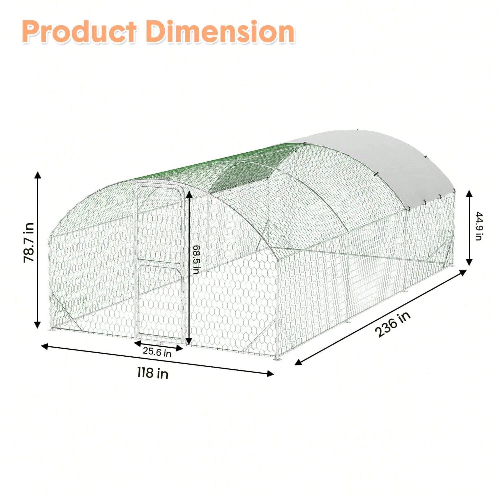 mteryoing Large Walk-In Metal For 10 Chickens,Heavy Duty Reinforced Wire Mesh Run With All-Weather Waterproof & Anti-UV Cover,Secure Lock- Outdoor Poultry Pen For Chickens,Ducks (Spire Roof)