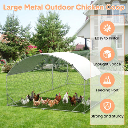 mteryoing Large Walk-In Metal For 10 Chickens,Heavy Duty Reinforced Wire Mesh Run With All-Weather Waterproof & Anti-UV Cover,Secure Lock- Outdoor Poultry Pen For Chickens,Ducks (Spire Roof)