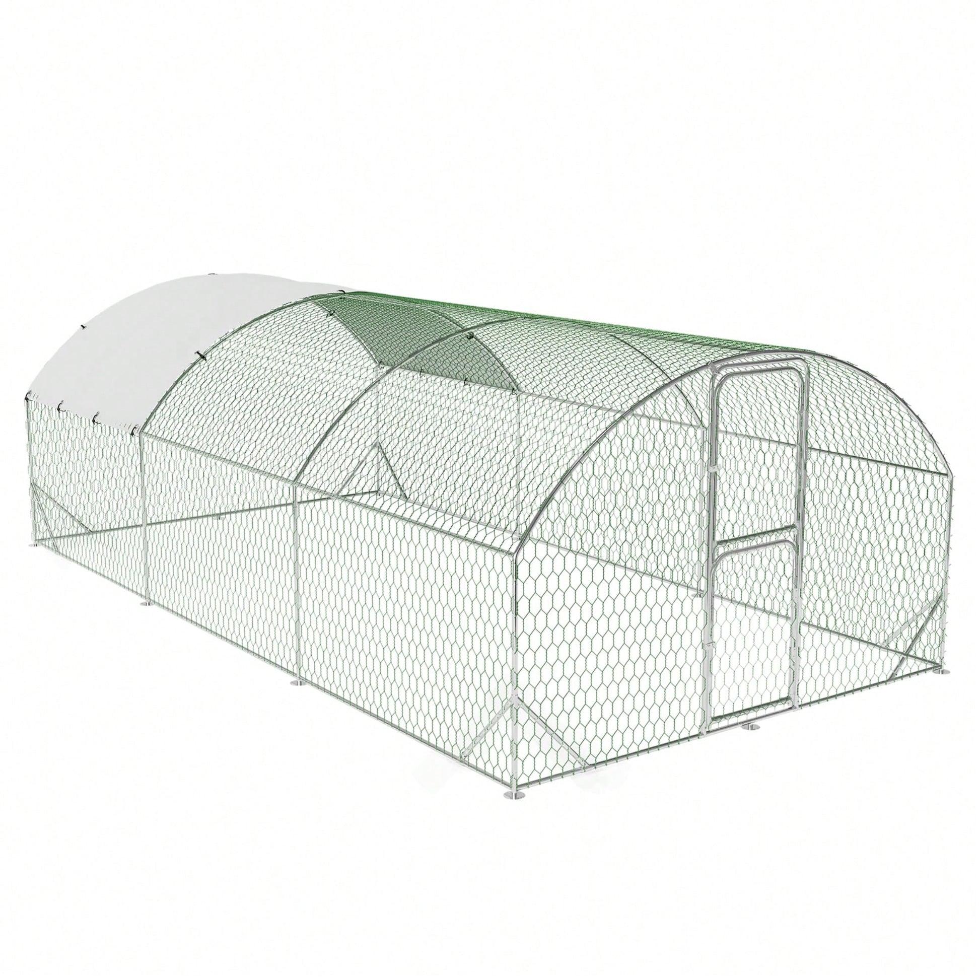 mteryoing Large Walk-In Metal For 10 Chickens,Heavy Duty Reinforced Wire Mesh Run With All-Weather Waterproof & Anti-UV Cover,Secure Lock- Outdoor Poultry Pen For Chickens,Ducks (Spire Roof)