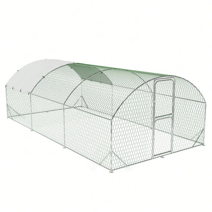 mteryoing Large Walk-In Metal For 10 Chickens,Heavy Duty Reinforced Wire Mesh Run With All-Weather Waterproof & Anti-UV Cover,Secure Lock- Outdoor Poultry Pen For Chickens,Ducks (Spire Roof)