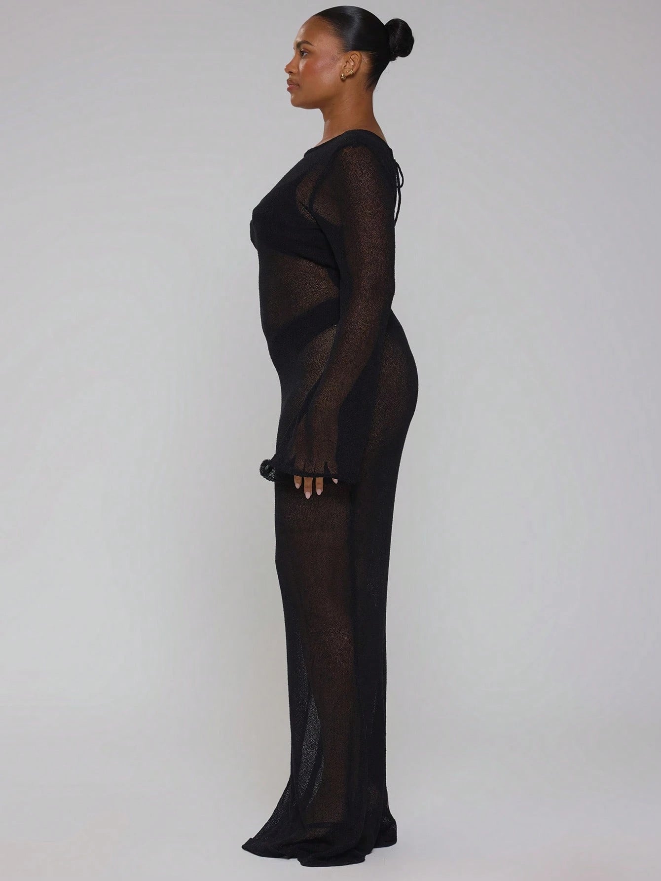 MUSERA Curve Black Mini Dress Back Tie Beach Cover Up