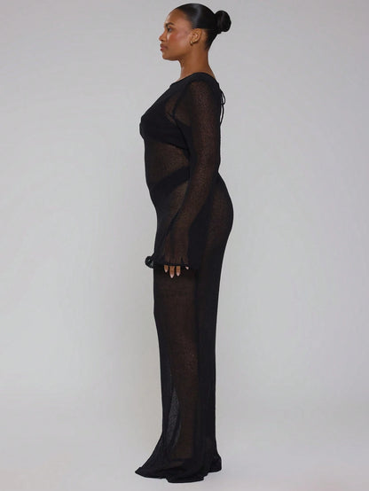 MUSERA Curve Black Mini Dress Back Tie Beach Cover Up