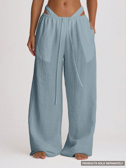 Musera Resort Drawstring Wide Leg Linen Trousers Cover Up Swim Vacation Holiday Summer Travel Beachwear Basics Hen Do Wedding Bridal Bachelorette Resort Core