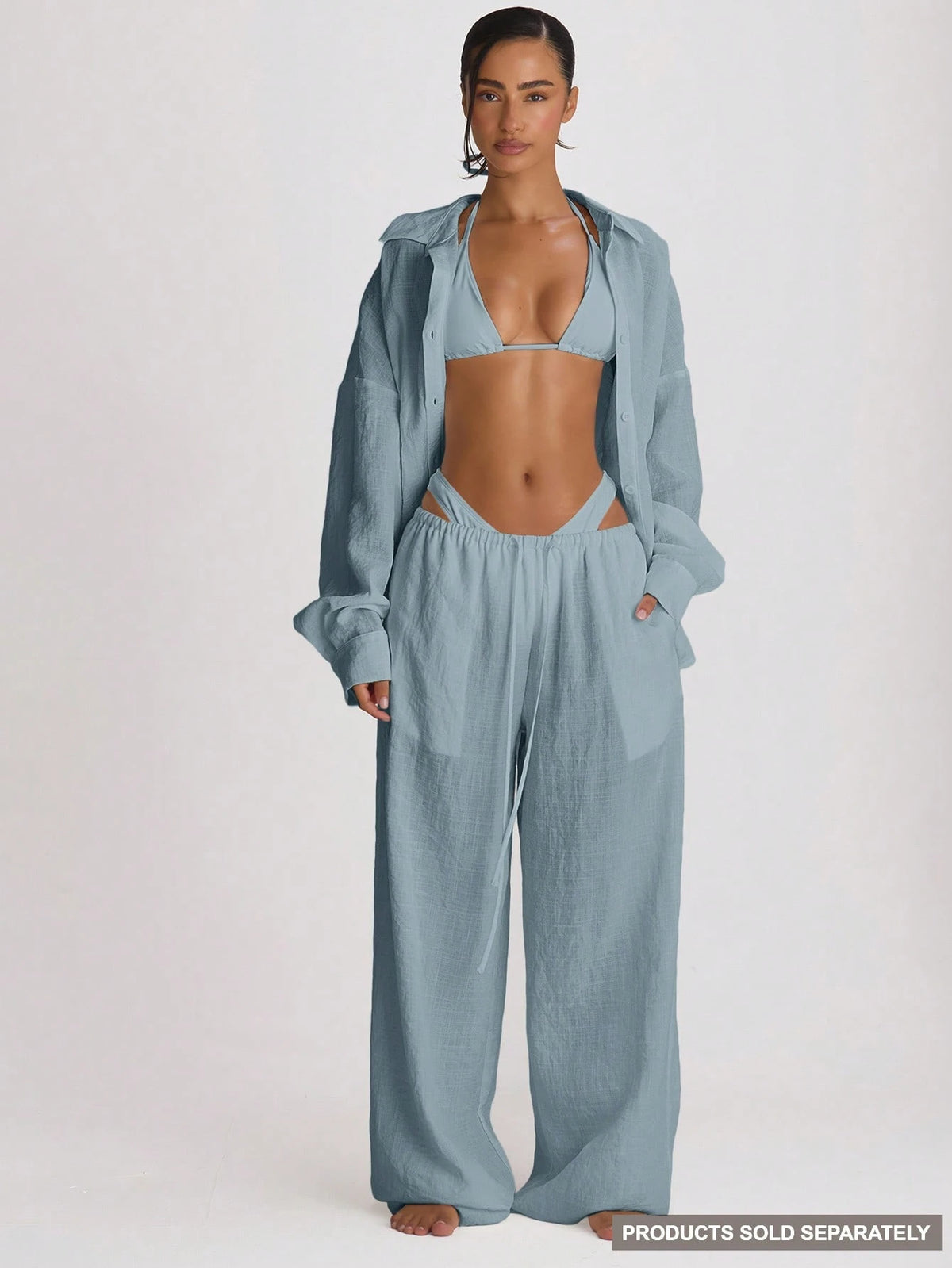 Musera Resort Drawstring Wide Leg Linen Trousers Cover Up Swim Vacation Holiday Summer Travel Beachwear Basics Hen Do Wedding Bridal Bachelorette Resort Core