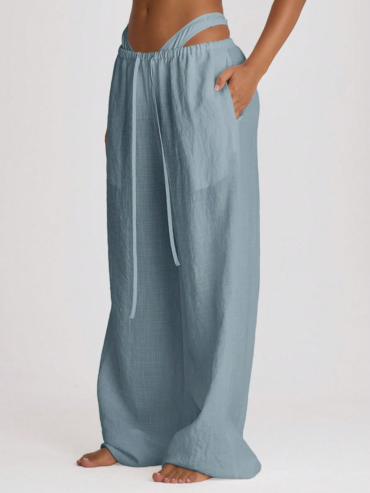 Musera Resort Drawstring Wide Leg Linen Trousers Cover Up Swim Vacation Holiday Summer Travel Beachwear Basics Hen Do Wedding Bridal Bachelorette Resort Core