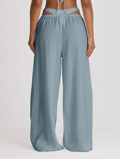Musera Resort Drawstring Wide Leg Linen Trousers Cover Up Swim Vacation Holiday Summer Travel Beachwear Basics Hen Do Wedding Bridal Bachelorette Resort Core