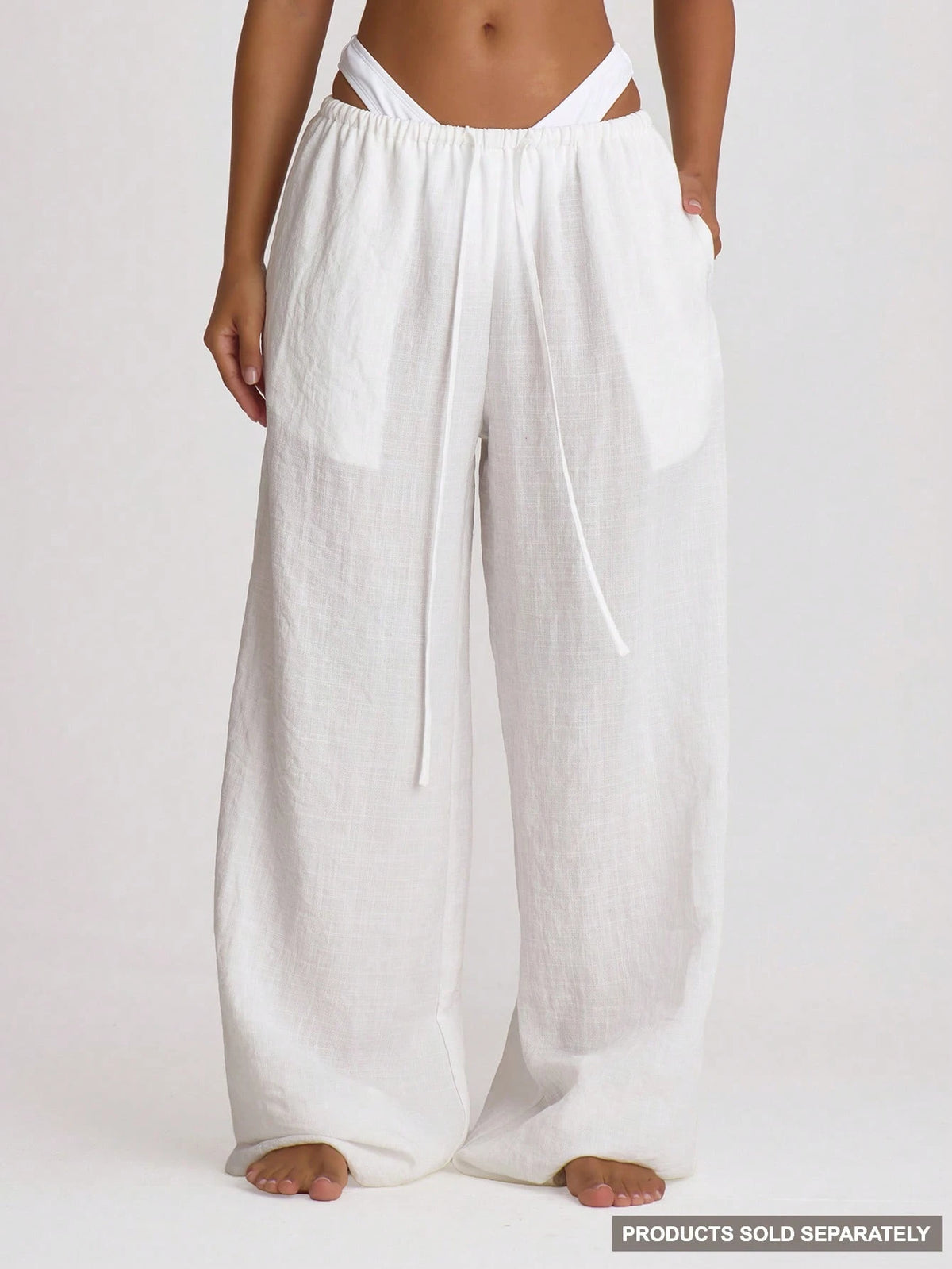 Musera Resort Drawstring Wide Leg Linen Trousers Cover Up Swim Vacation Holiday Summer Travel Beachwear Basics Hen Do Wedding Bridal Bachelorette Resort Core