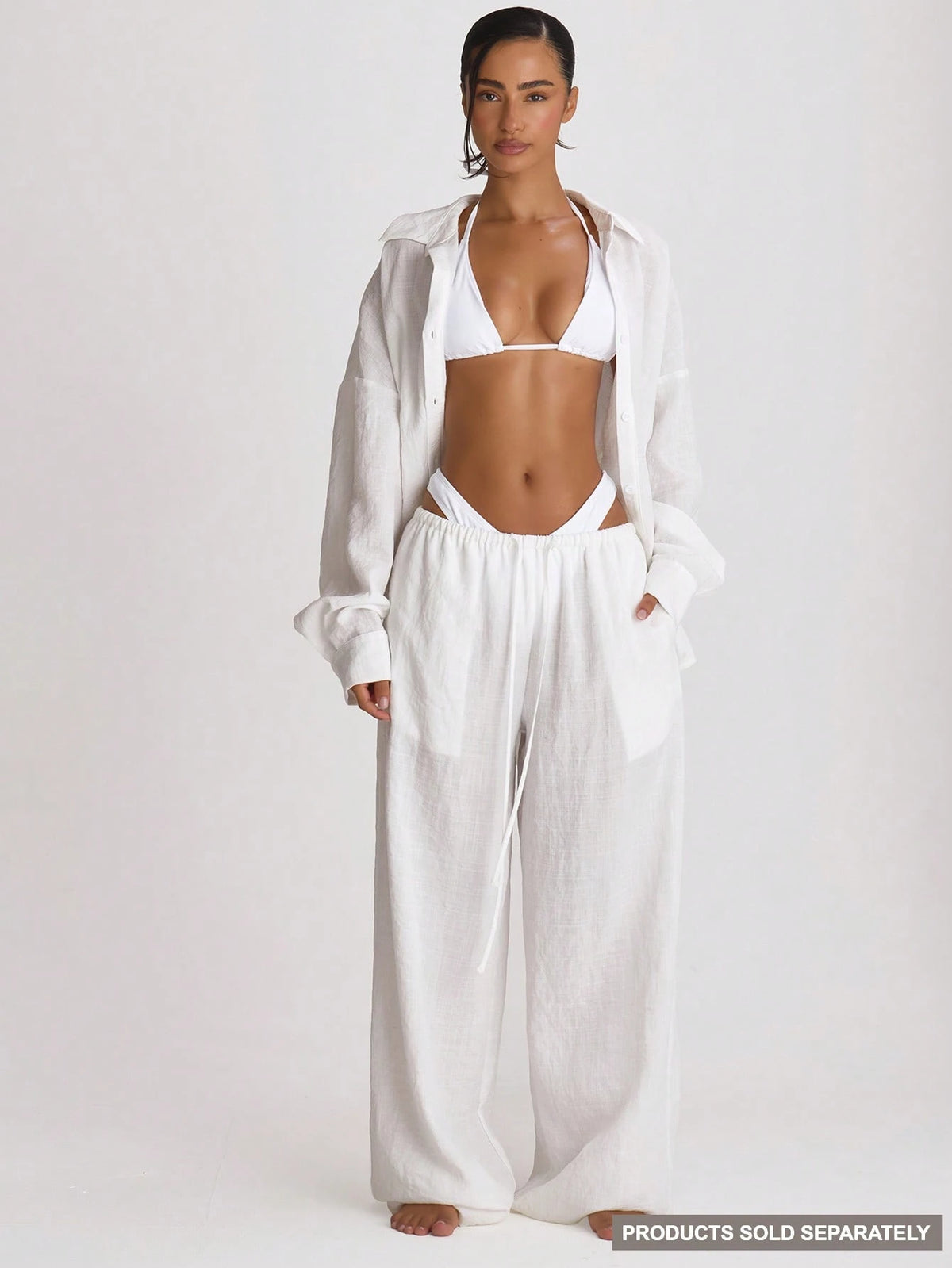Musera Resort Drawstring Wide Leg Linen Trousers Cover Up Swim Vacation Holiday Summer Travel Beachwear Basics Hen Do Wedding Bridal Bachelorette Resort Core