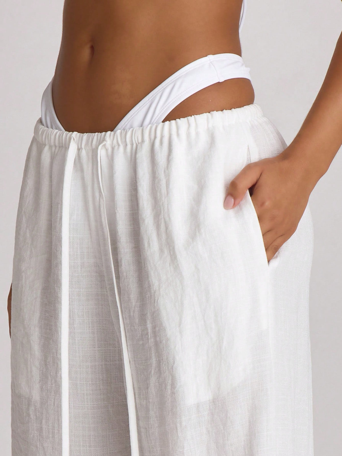 Musera Resort Drawstring Wide Leg Linen Trousers Cover Up Swim Vacation Holiday Summer Travel Beachwear Basics Hen Do Wedding Bridal Bachelorette Resort Core