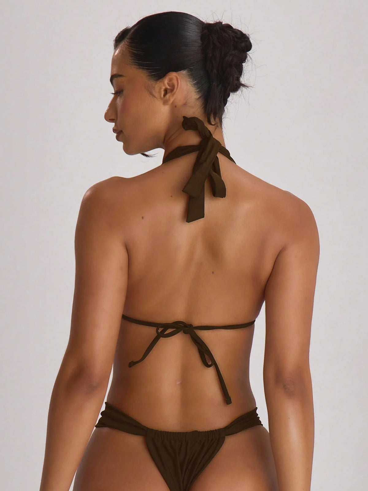 Musera Resort High Apex Halterneck Back Tie Bikini Top Swim Vacation Holiday Summer Travel Beachwear Basics Solid Colour Swimwear Resort Core