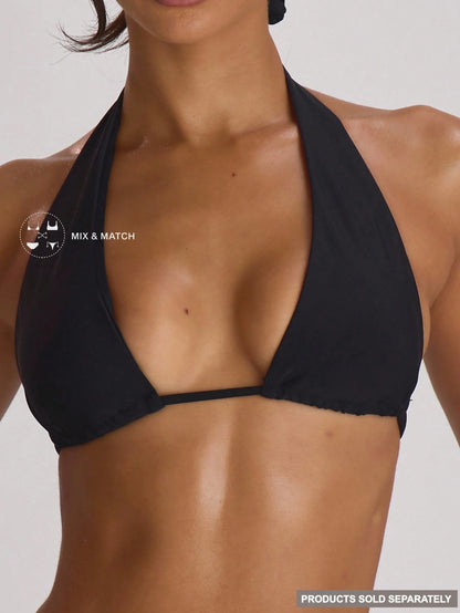 Musera Resort High Apex Halterneck Back Tie Bikini Top Swim Vacation Holiday Summer Travel Beachwear Basics Solid Colour Swimwear Resort Core